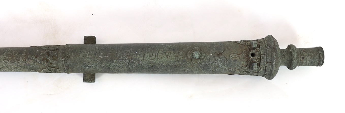 An 18th century Indonesian bronze Lantaka cannon, 125cm long